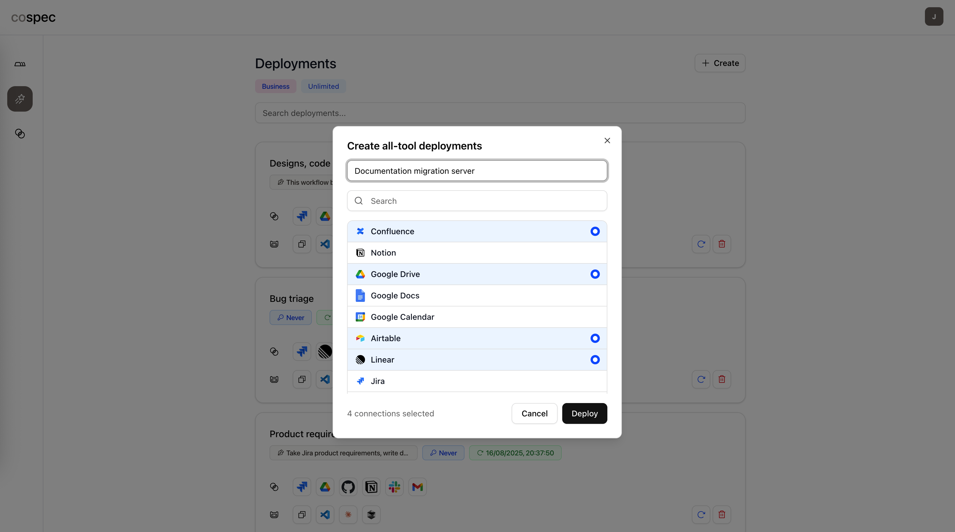All-tool deployment showing comprehensive MCP server with all available connections