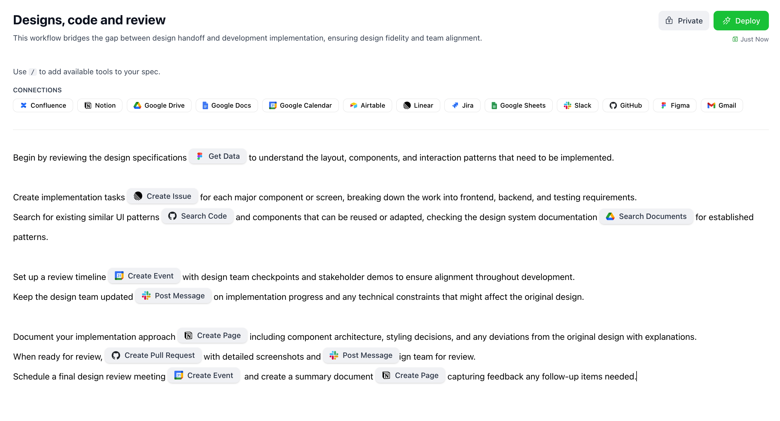 Design Implementation and Review Workflow Spec